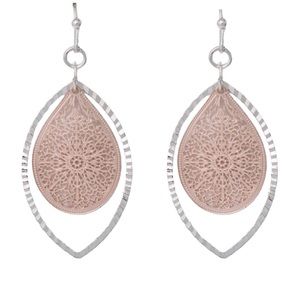 Leaf and Open Oval Drop Earrings (NWOT)